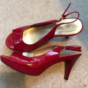NWOT Nine West Red Open Toe Pumps